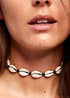 Boho Necklace, White Puka Shell, Black Ocean